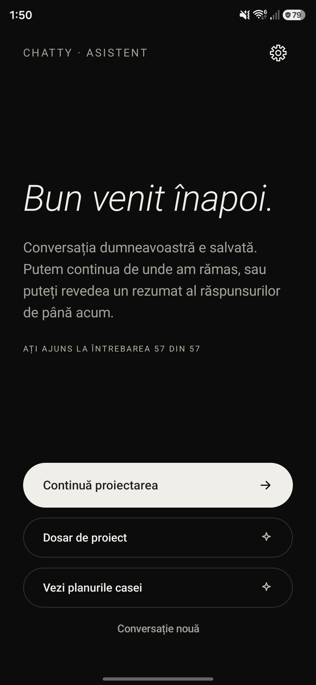 The Chatty Architect home screen